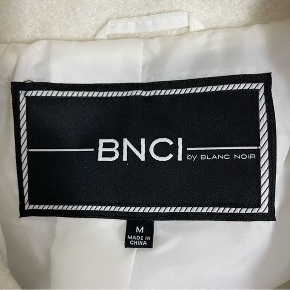 NEW BNCI Winter White Pea Coat Wool Blend Blanc Noir Size Medium - Picture 7 of 7
